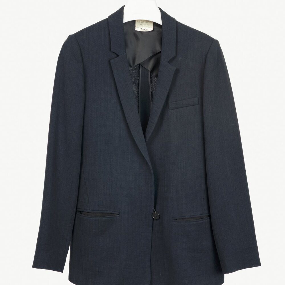 Forte Forte AW/14 Navy Wool-Blend Crepe Single-Breasted Blazer